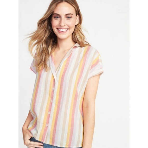 Old Navy Tops - Old Navy Multi Striped Button Down Shirt size L